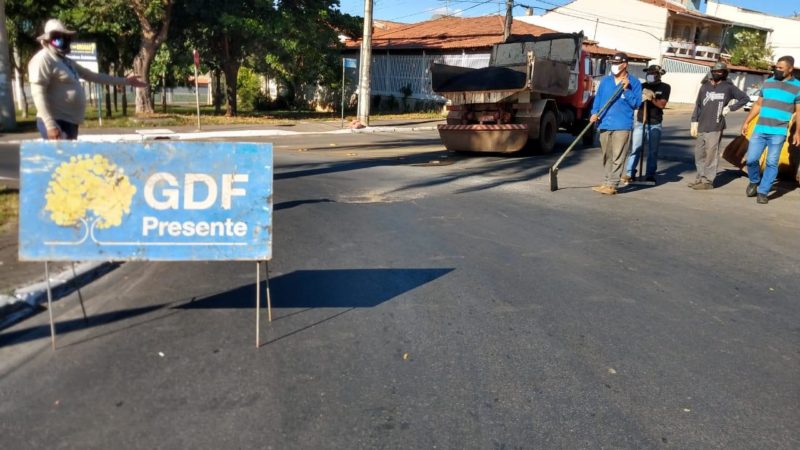Núcleo bandeirante recebe reparos nas vias comerciais e residenciais